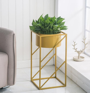 <b>Galvanized</b> metal <b>bucket</b> planters with tall teal blue iron stands, rustic planter pots, available at wholesale prices. - Product Image 4