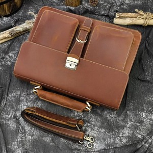 Porte-documents pour hommes en cuir de vache véritable, sac à main d'affaires rétro, sacoche pour ordinateur portable de 15,6 pouces, sac à bandoulière LLB-0349 - Product Image 4