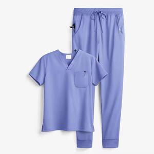 Nouvelle conception, uniformes d'infirmières en tricot écologiques, quatre poches, style Henley, ensembles d'infirmières sur mesure pour hôpital - Product Image 3