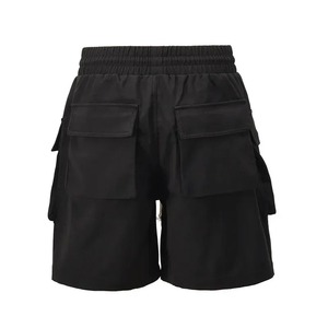 Shorts cargo pour hommes, couleur unie, en toile, taille élastique, décontractés, taille mi-haute, avec poches - Product Image 1