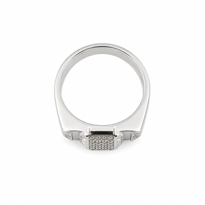 925 <b>Sterling</b> <b>Silver</b> Micro Pave Cubic Zirconia Signet <b>Ring</b> for <b>Men</b> Wedding Party Gift High Polish Finish - Product Image 5