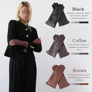 Gants en cuir pour hommes avec doublure thermique et design compatible avec les écrans tactiles, pour la conduite hivernale et l'utilisation en extérieur - Product Image 2