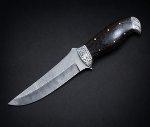 Cuchillo de Caza Hecho a Mano de Acero de Damasco con Mango de Madera de Wenge, Venta al Por Mayor Personalizada OEM - Product Image 1