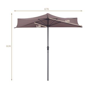 Ombrellone da Patio Semicircolare da 9 Piedi Senza Base Ponderata, Elegante Accessorio per Arredamento Esterno - Product Image 5