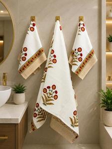Best Quality <b>Waffle</b> Weave Towel Set 1 Bath + 2 Hand Towels Highly Absorbent Soft Fabric for Home Hotel Available For Sale - Product Image 2