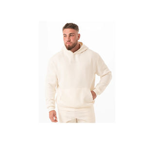 Sweats à capuche crème WSL personnalisés, style streetwear vintage, effet usé et déchiré, coupe ample et courte, avec patch brodé, effet délavé soleil, et shorts pour homme - Product Image 1
