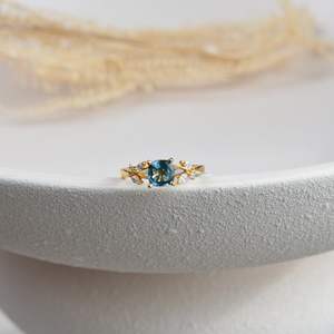 Bague en topaze naturelle, topaze bleue de Londres, pierre de naissance, argent sterling 925, plaqué or 14 carats, cadeau d'anniversaire pour elle - Product Image 4