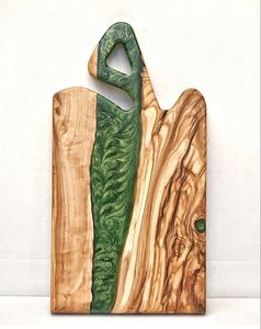Planche à découper en résine époxy et bois, brun foncé, écologique, passe au lave-vaisselle, forme ronde, accessoires de cuisine, meilleure planche à découper - Product Image 5