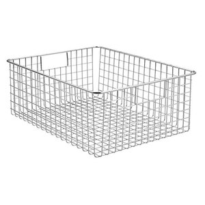 Wholesale Stainless Steel Wire <b>Storage</b> <b>Basket</b> With Handles Eco-Friendly <b>Rectangular</b> Organizer For Kitchen Pantry And Bathroom - Product Image 1