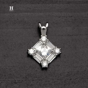 Luxury Square Diamond Cluster <b>Pendant</b>, <b>Solid</b> <b>Gold</b> Baguette and Princess Cut Necklace Charm, IGI/GIA Certified Diamond Jewelry - Product Image 5