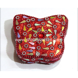 Boîte à bijoux vintage en métal doré, boîte de rangement de luxe en forme de cœur pour boucles d'oreilles, bagues, bijoux décoratifs perlés - Product Image 5