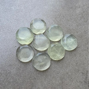 Pierre précieuse de préhnite facettée de forme ronde calibrée |   Pierre cabochon naturelle verte en vrac pour la fabrication de bijoux, tailles personnalisées disponibles - Product Image 3