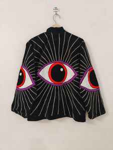Evil Eye Suzani Embroidered Velvet Short Handmade <b>Vintage</b> Reversible Eco-Friendly Boho Hippie <b>Jacket</b> - Product Image 6
