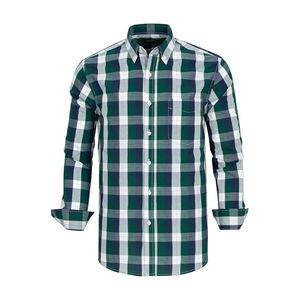 Camisa de franela a cuadros unisex de manga larga con cuello de pana, abotonada, estilo vintage, informal, para invierno. - Product Image 1