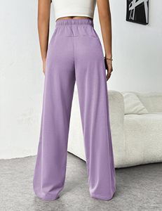 Pantalon de survêtement ample en coton épais de couleur unie pour femme, avec cordon de serrage, style streetwear, pour l'extérieur, personnalisable - Product Image 2