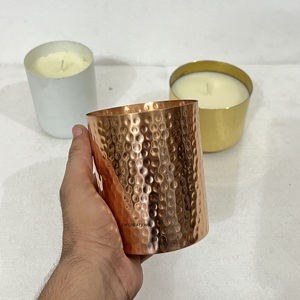 Recipientes de Cobre Hechos a Mano para Velas, Recipientes Metálicos Martillados con Tapa, Frascos Decorativos para Velas Aromáticas - Product Image 4