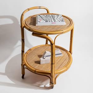 Carrito de bebidas tejido a mano, resistente, de ratán, móvil, carrito de bar para bebidas, precio de fábrica - Product Image 1