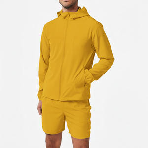 Set Men's Four-Way Stretch Nylon Windbreaker Tracksuit Plus Size Woven Hood <b>Jacket</b> - Product Image 3