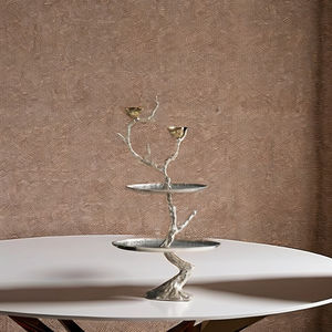 Support à gâteau de luxe à 2 niveaux en bois brun, fabriqué à la main, écologique, réutilisable, avec poignée, plateau de service décoratif pour cupcakes, dernier design - Product Image 3