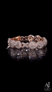 Brazalete de Moissanita Color Oro Rosa con Diseño Infinito X y Eslabones en Forma de Pera, Engastado con Pavé, de Plata de Ley 925, Elegante para Regalo o Fiesta - Product Image 6
