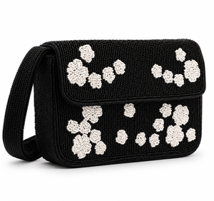 Luxury Handmade Black <b>White</b> Glass Beaded Shoulder <b>Bag</b> Designer Womens Boutique Handbag Wholesale OEM ODM - Product Image 2