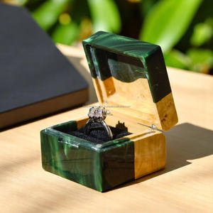 Wedding Wooden <b>Box</b> With Epoxy Resin <b>Jewelry</b> Storage Organizer Ring Bearer <b>Box</b> <b>Vintage</b> Decor for Engagement and Proposal By FWE - Product Image 1