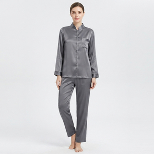 Women's Satin <b>Pajamas</b> Set Long Sleeve Mandarin Collar Full Length Satin Sleepwear <b>Suit</b> Women Nightwear Sexy Shirt <b>Pajama</b> Set - Product Image 3