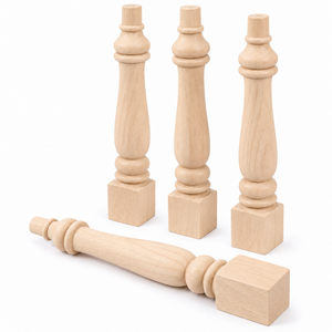 Pied de table en bois massif, pied de meuble en bois, style traditionnel, base carrée, support pour chaise et table, installation facile, utilisation à domicile ou au bureau - Product Image 1