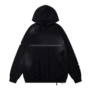 <b>Raw</b> Edge Oversized Plus Size Hoodie Paints Acid Wash Distressed Sun Faded Hoodie UnisexDDP Shipping - Product Image 4