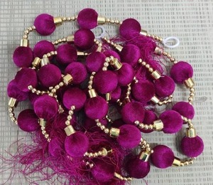 Guirlande décorative artisanale en velours avec perles mélangées, pompon suspendu, ornement pour le Nouvel An chinois, Noël, mariages, scène - Product Image 2