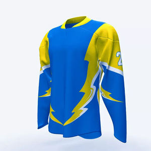 เสื้อฮอกกี้น้ำแข็งสีฟ้าสกายบลูแบบกำหนดเอง แขนยาว OEM เสื้อซับลิเมชั่นแบบกำหนดเอง แห้งเร็ว ทรงสปอร์ต สำหรับผู้ชาย - Product Image 3