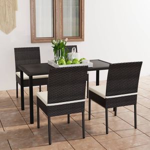 Conjunto de Comedor Rectangular Negro Resistente para Patio, Muebles de Ratán Sintético - Product Image 1