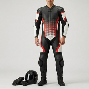 Unisex Full Sleeve Leather Motorcycle Racing Suit Color <b>Blocked</b> Breathable Quick Dry All Seasons Adult - Product Image 6