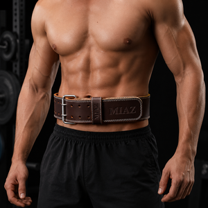 MIAZ Genuine Leather Weightlifting Belt Wrap-Around Adjustable Professional Protection Durable Lightweight Waist Support for - Product Image 3
