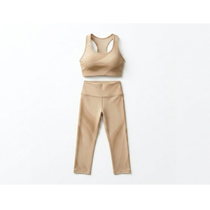 Ensembles de yoga pour femmes personnalisés, grande taille, sans couture, respirants, séchage rapide, légers, réversibles, couleur unie, 2 pièces, coupe intégrale - Product Image 1