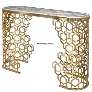 Mesa de Consola de Estilo Nórdico Clásico, de Acero Inoxidable, Forma Rectangular, Acabado Pulido Brillante, Mueble de Lujo en Oferta - Product Image 6