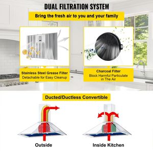 Campana Extractora de Cocina Integrada de Acero Inoxidable de 800 CFM y 30 Pulgadas con Control de Botón de 3 Velocidades y Luces LED, Inserto de Filtro Baffle Fil - Product Image 5