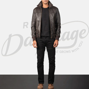 Chaqueta Bomber de Cuero Marrón Personalizada para Hombre, Corte Ajustado, con Cierre, Chaqueta de Cuero Genuino al por Mayor, Ropa Deportiva Casual - Product Image 4