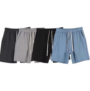 2026 Men's <b>Black</b> Drawstring Bermuda Shorts Casual Solid Color Polyester Sport Shorts Breathable Knitted Mid Waist gym shorts - Product Image 6