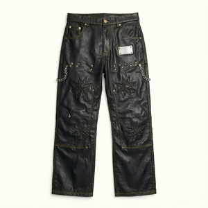 Pantalones de Cuero para Hombre con Logotipo Personalizado, Pantalones de Motociclista con Múltiples Cremalleras, Pantalones de Cuero Sintético, Pantalones de Motociclista Estilo Gótico, Pantalones de Moda Urbana - Product Image 3