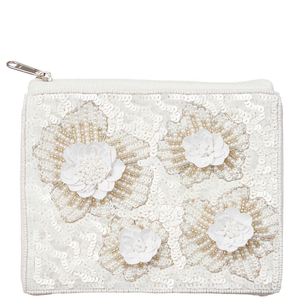 Pochette à monnaie élégante en toile brodée avec fermeture éclair et perles de rocaille, et sacs fourre-tout promotionnels suspendus de grande capacité avec finition élégante - Product Image 1