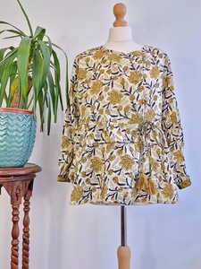 Chemisier à fleurs bohème en pur coton Top Earthy Indian Bagru Block Print Débardeur confortable et décontracté pour les vêtements de jour d'été - Product Image 3