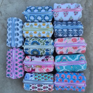 Floral Zipper Cosmetic Bags Medium Capacity Bohemian Style Textile Pouches for Makeup Accessory Organizers - Product Image 2