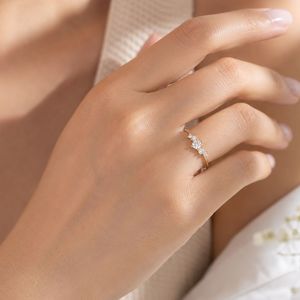 Dainty S925 Sterling <b>Silver</b> Irregular CZ Star Cluster <b>Ring</b> with 14K Gold Plated Finish for Women Wholesale - Product Image 5