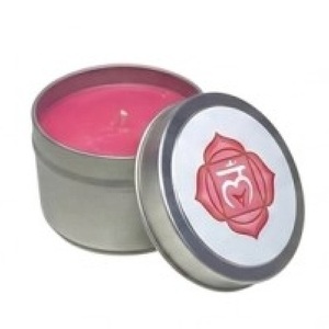 Premium Grounding Ritual Candle – Metallic Silver Tin with Root Chakra Symbol - Product Image 1