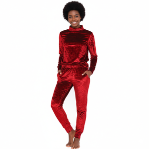 Ensemble de survêtement deux pièces pour femme, velours uni, antibactérien, poids moyen, avec cordon de serrage, collection hiver, tendance et confortable - Product Image 6