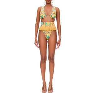 Conjunto de Bikini Estampado Floral de Alta Calidad para Mujer con Volantes y Capa, Traje de Baño de Dos Piezas, Top de Cintura Alta, Traje de Playa 2026 - Product Image 6