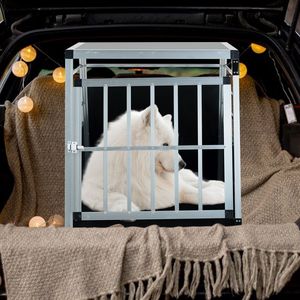 Caja de Transporte de Aluminio Negra Plateada de 35 x 25 x 27 Pulgadas, Caja de Transporte para Perros y Gatos, Transportín para Mascotas - Product Image 4