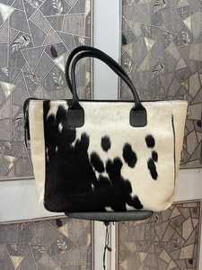 Bolso Tote Moderno de Cuero Genuino con Pelo, Bolso de Hombro de Diseñador para Mujer, Bolso de Mano Premium de Verano con Cierre Abierto LHTB-0064 - Product Image 3