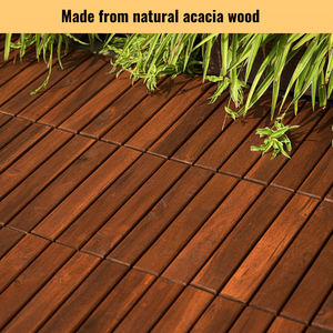 20 Baldosas de Madera de Acacia Entrelazadas de 12 x 12 Pulgadas con Patrón Rayado para Exteriores, Patio, Terraza, Suelo de Madera Dura - Product Image 2